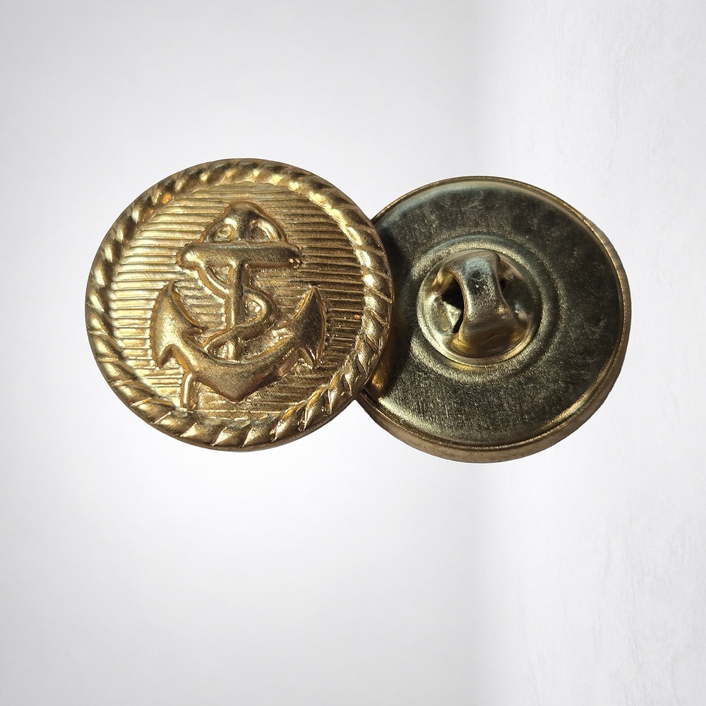 12 Gold Tone Metal Crest Blazer Buttons 3/4 in 19mm Shank Shield Laurel Wreath